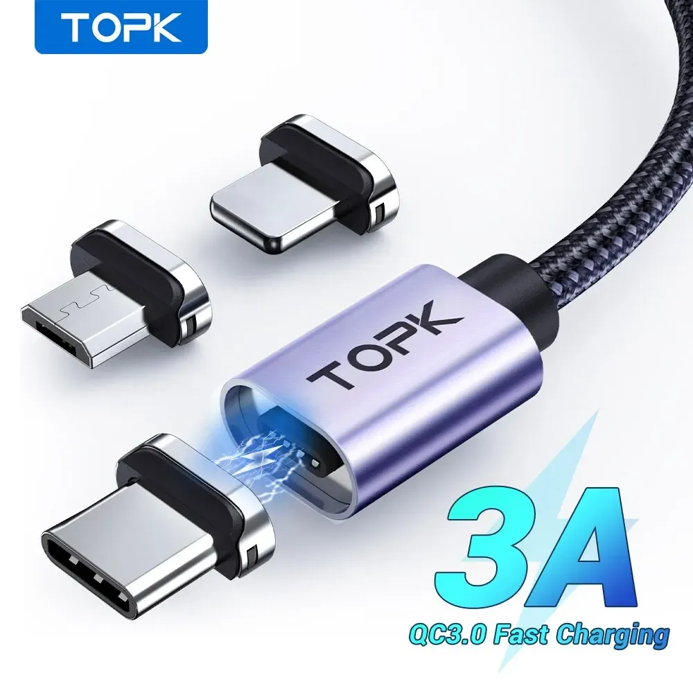 TOPK Magnetic LED Charging Cable for Micro USB and Type-C Devices