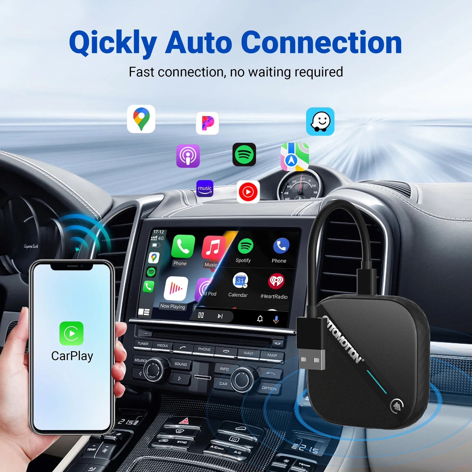 OTTOMOTION 5.0 Wireless CarPlay and Android Auto Adapter
