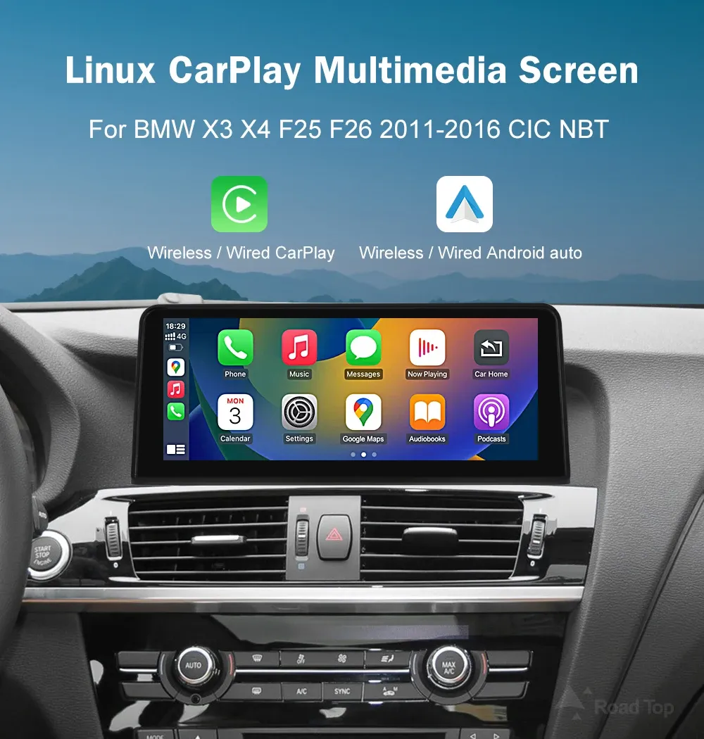RoadTop 12.3-Inch Wireless CarPlay Screen for BMW X3 F25/X4 F26