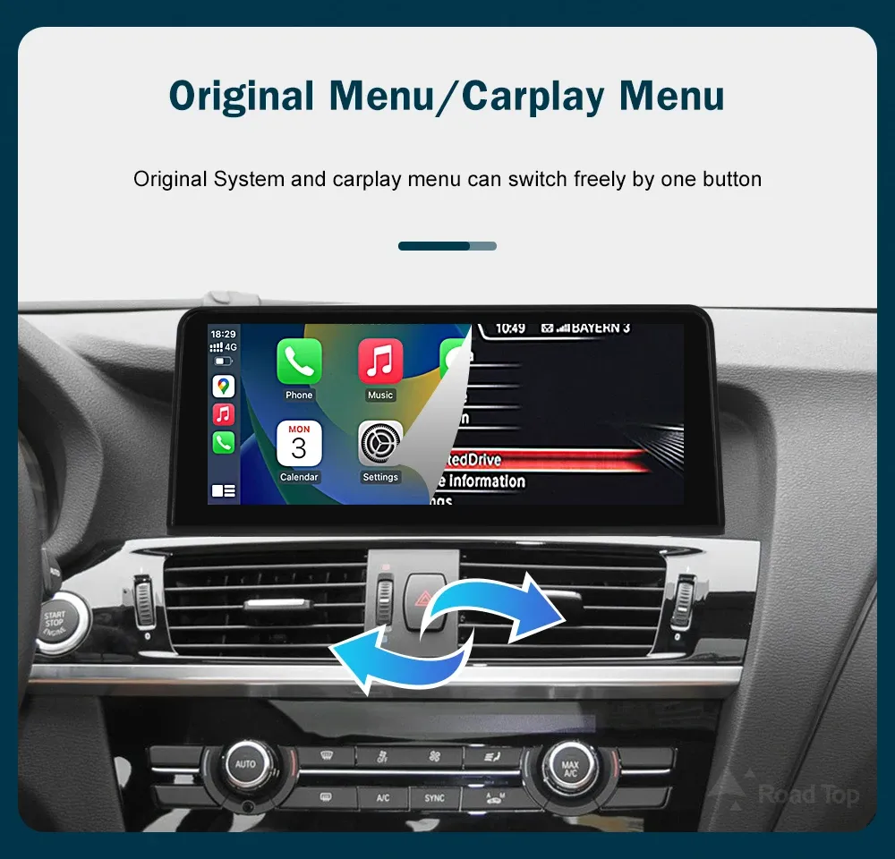 RoadTop 12.3-Inch Wireless CarPlay Screen for BMW X3 F25/X4 F26