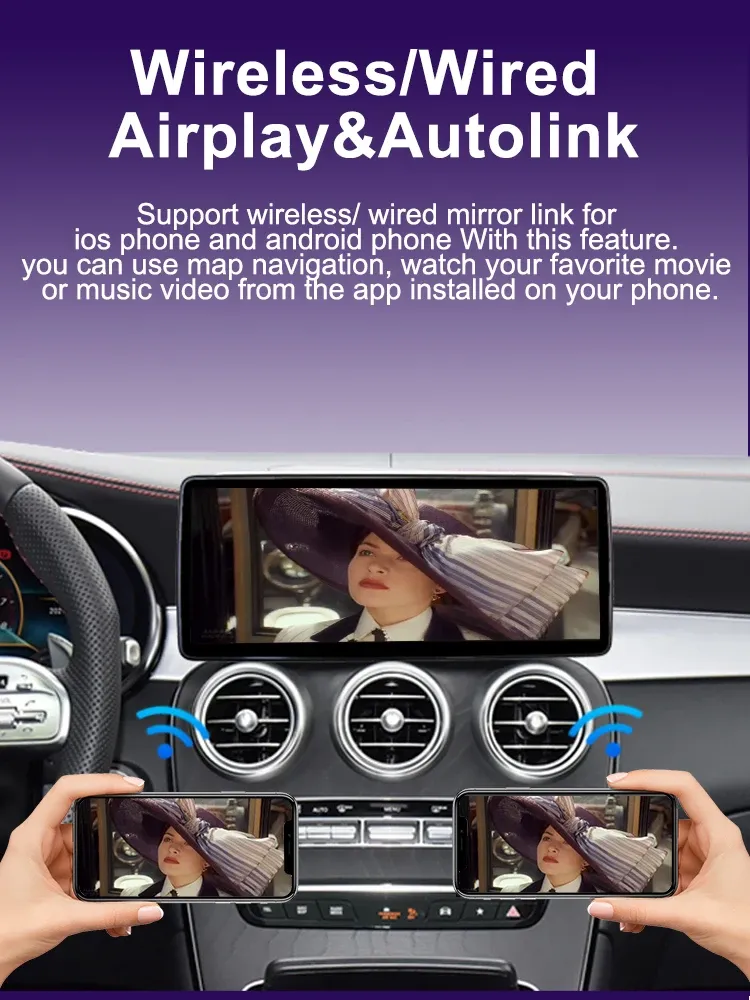 BONROAD 12.3-Inch Wireless CarPlay Display for Mercedes-Benz GLK X204